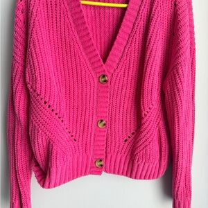 Vibrant Pink Women's Cardigan Sweater